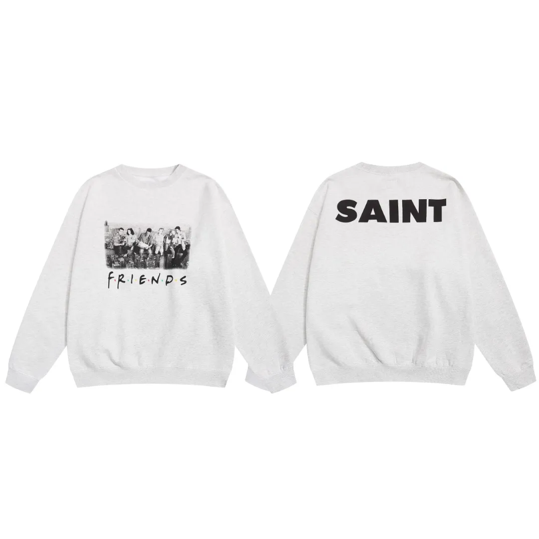 Saint Michael Friends VTG American portrait loose velvet round neck pullover sweatshirt Fabric: 420g Style number: SM603 Size: S-M-L-XL Color: Gray Price: P190
